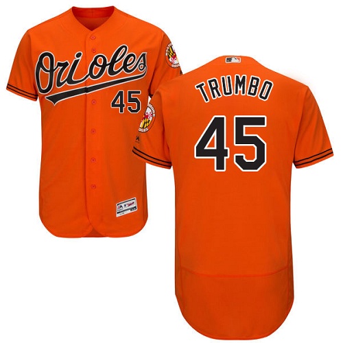Orioles #45 Mark Trumbo Orange Flexbase Authentic Collection Stitched MLB Jersey - Click Image to Close